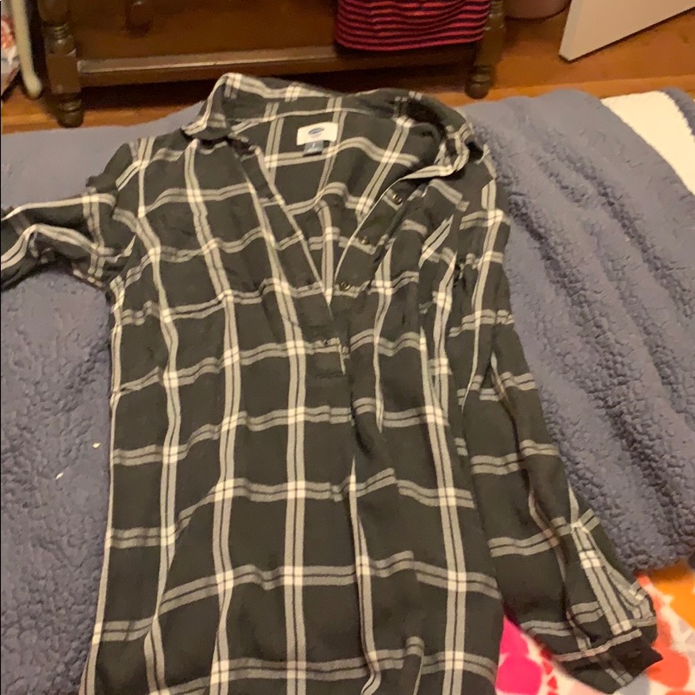 Plaid button up dress